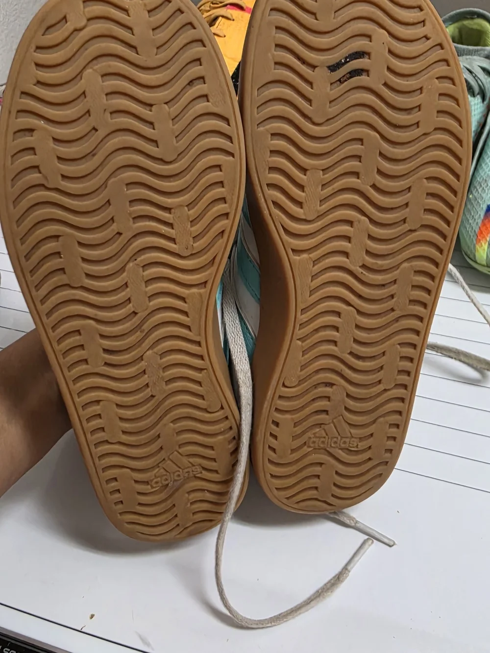 Adidas Kids White, Teal & Gum Casual Sneakers